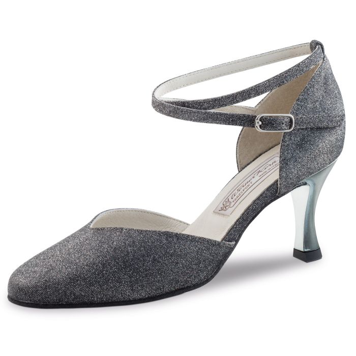 Werner Kern Damen Tanzschuh Abby Brokat silber 6,4 Brokat schwarz/silber