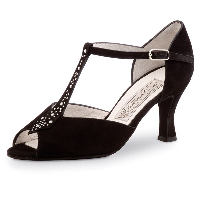 Werner Kern Damen Tanzschuh Claudia 6,5 Samtziege schwarz