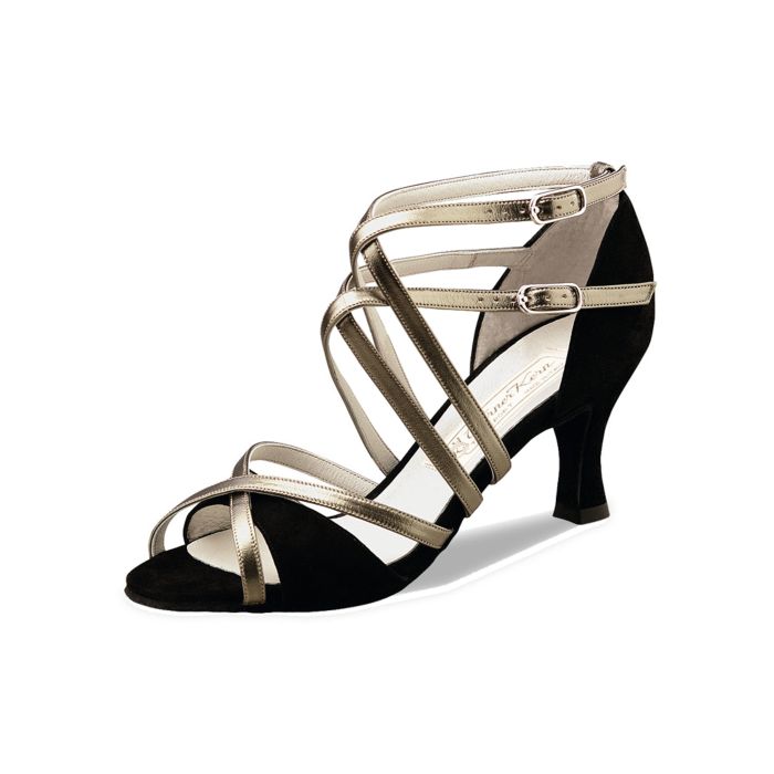 Werner Kern Damen Tanzschuh Eva Samtziege schwarz / Chevro antik