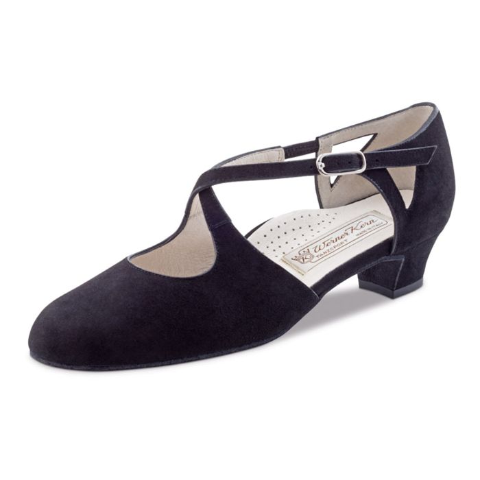 Werner Kern Damen Tanzschuh Gala Samtziege schwarz