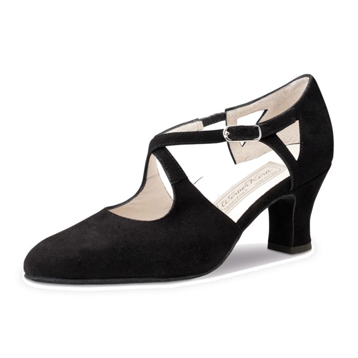 Werner Kern Damen Tanzschuh Gala 6.0 Samtziege schwarz