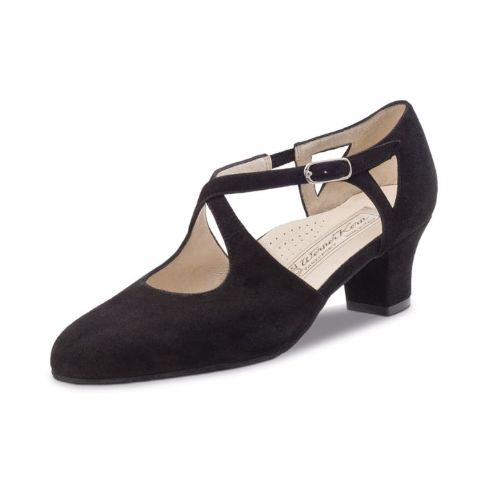 Werner Kern Damen Tanzschuh Gala Samtziege schwarz